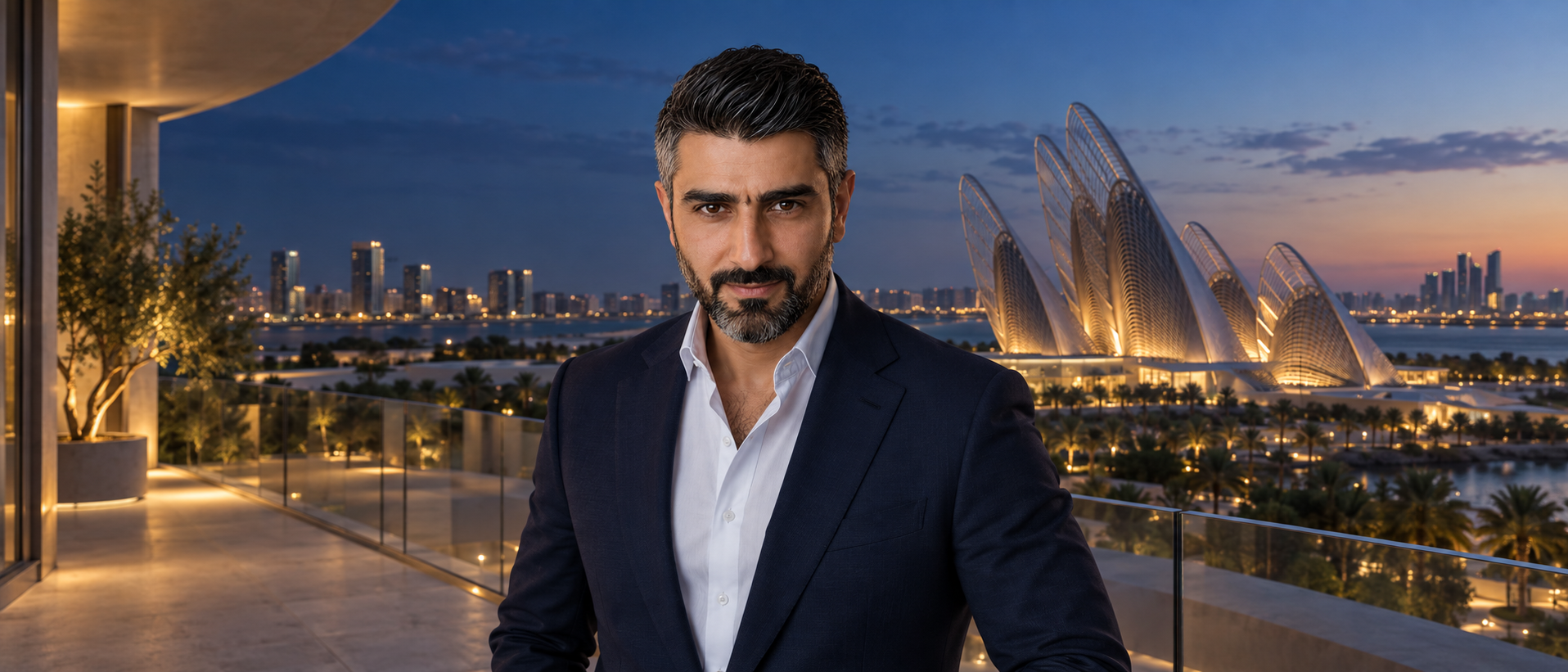 غسان فرج الله في الصورة المعتمدة على تراس في السعديات، أبوظبي
